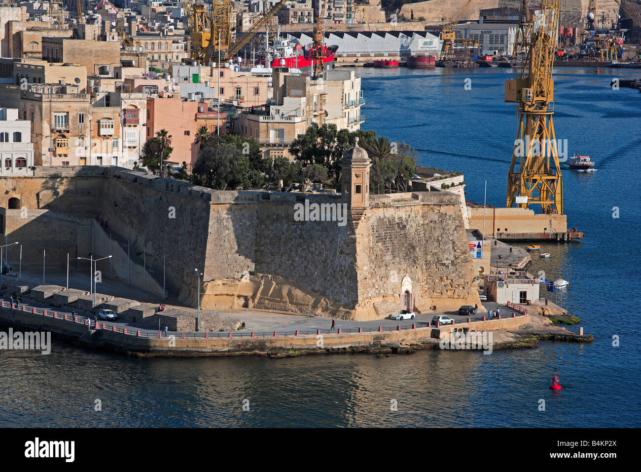 Senglea Punkt Vedette und Werften, Malta Stockfoto