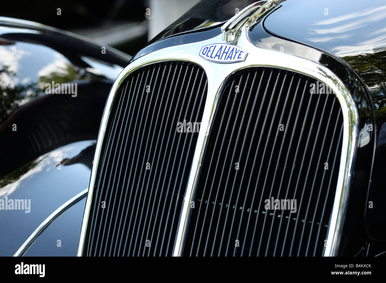 Kühlergrill-Detail von einem 1938 Delahaye 135 MS mit Körper von Figoni et Falaschi Stockfoto