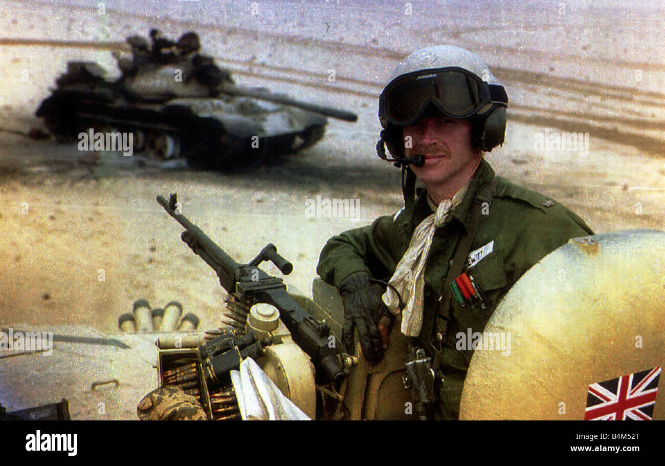 Major James Hewitt März 1991 Seenhere in einem Challenger-Tank während des Golfkriegs Stockfoto