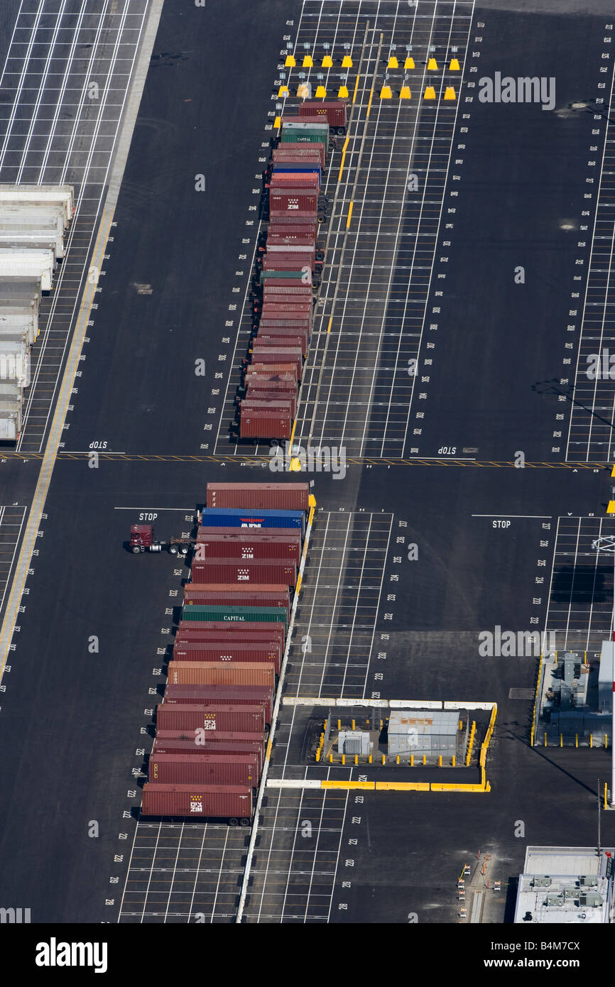 Antenne über Container Messung Markierungen Hafen von Oakland Kalifornien Stockfoto