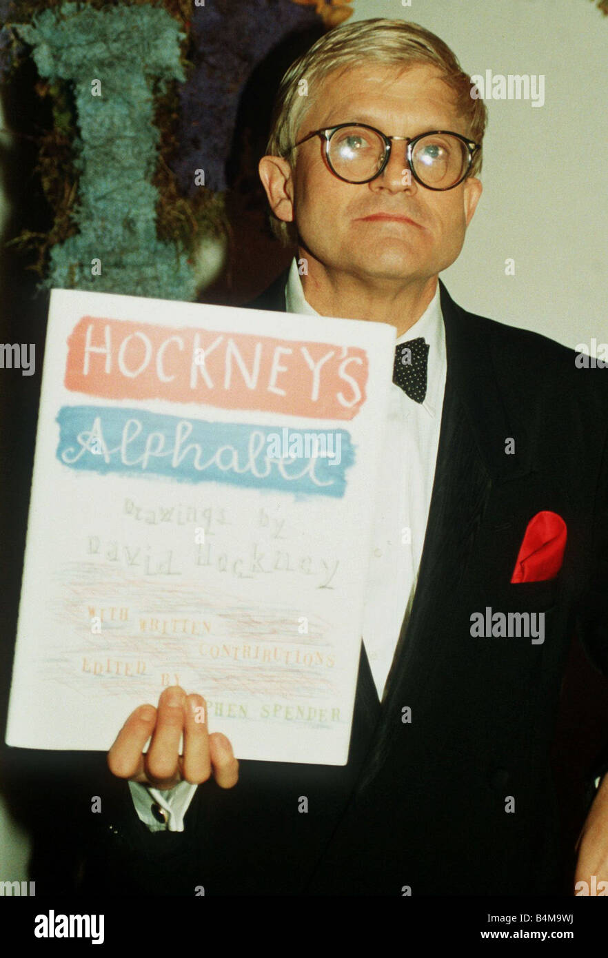 David Hockney, britischer Künstler Galerie Programm 1991 Stockfoto