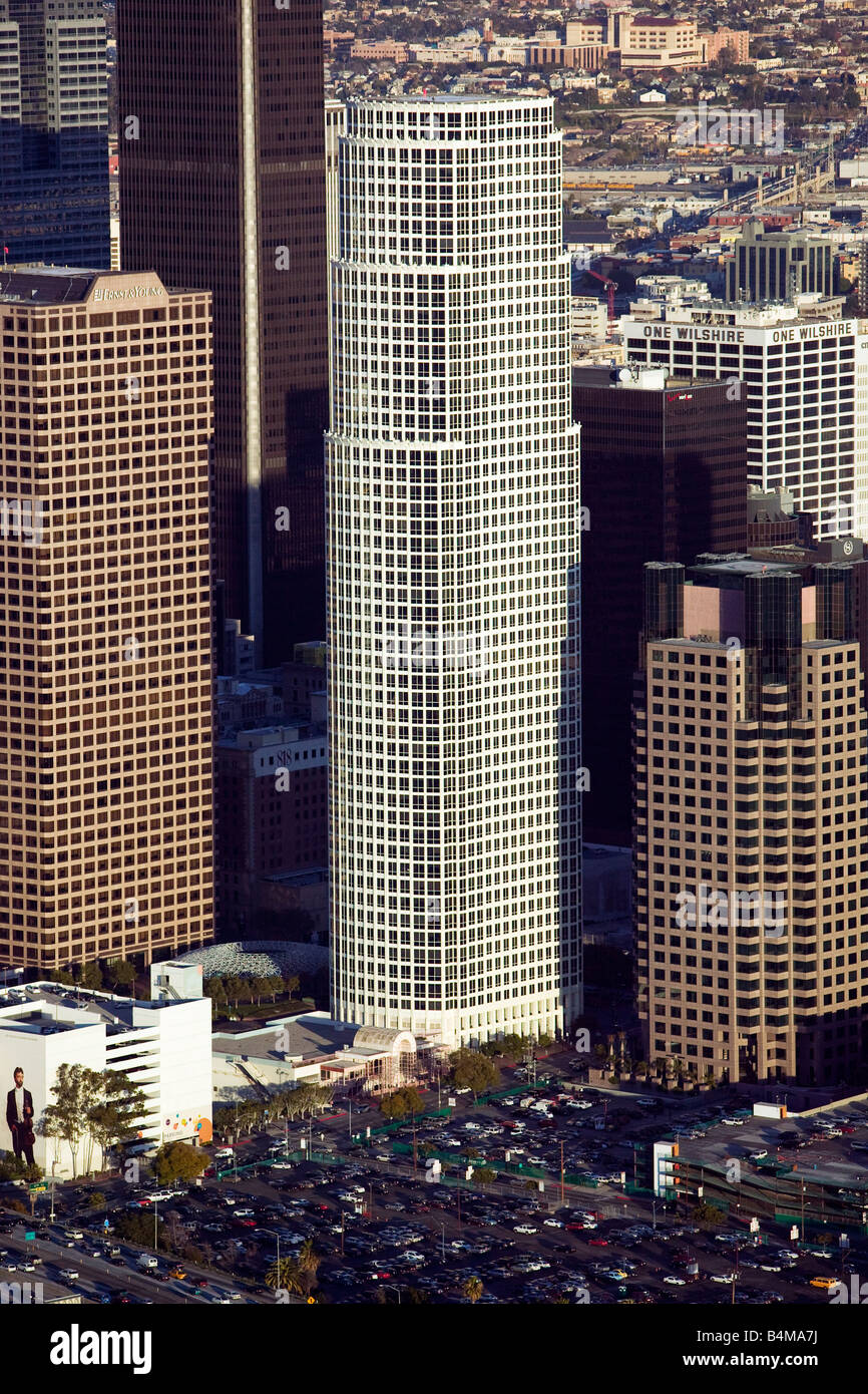 Luftaufnahmen über die Innenstadt von Los Angeles, Kalifornien eine Wilshire und Ernest und jungen Büros Stockfoto