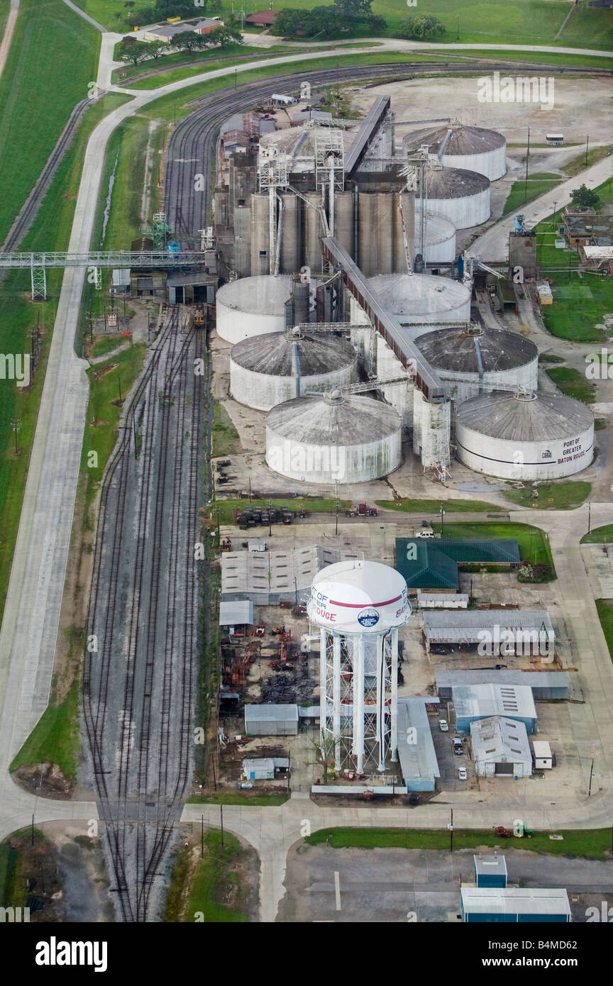 Antenne über Cargill Einrichtungen am Hafen von Baton Rouge Louisiana Stockfoto