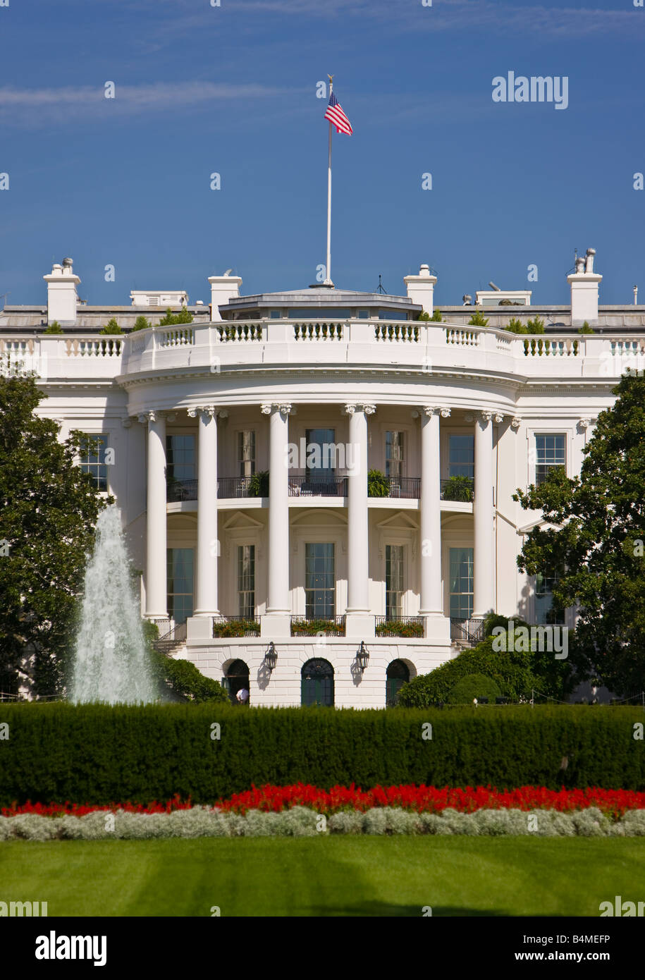 WASHINGTON DC USA The White House South Portikus und südlichen Rasen Stockfoto