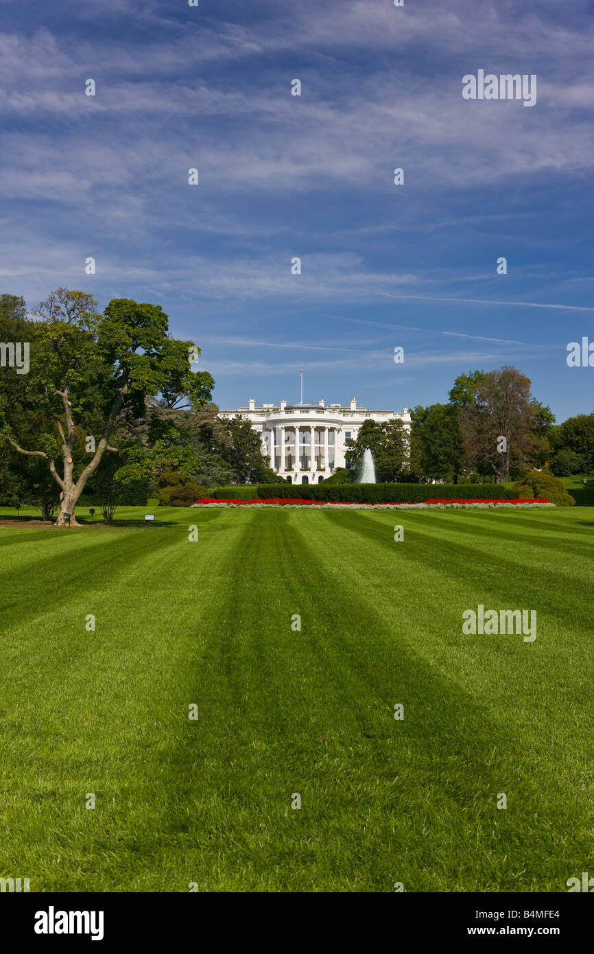 WASHINGTON, DC USA - das Weiße Haus und der südlichen Rasen. Stockfoto