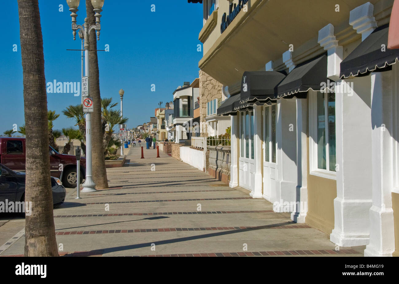 Balboa peninsula Strand Wohn- Strang Schaufensterfront Newport Beach Orange County, Kalifornien, CA USA Stockfoto