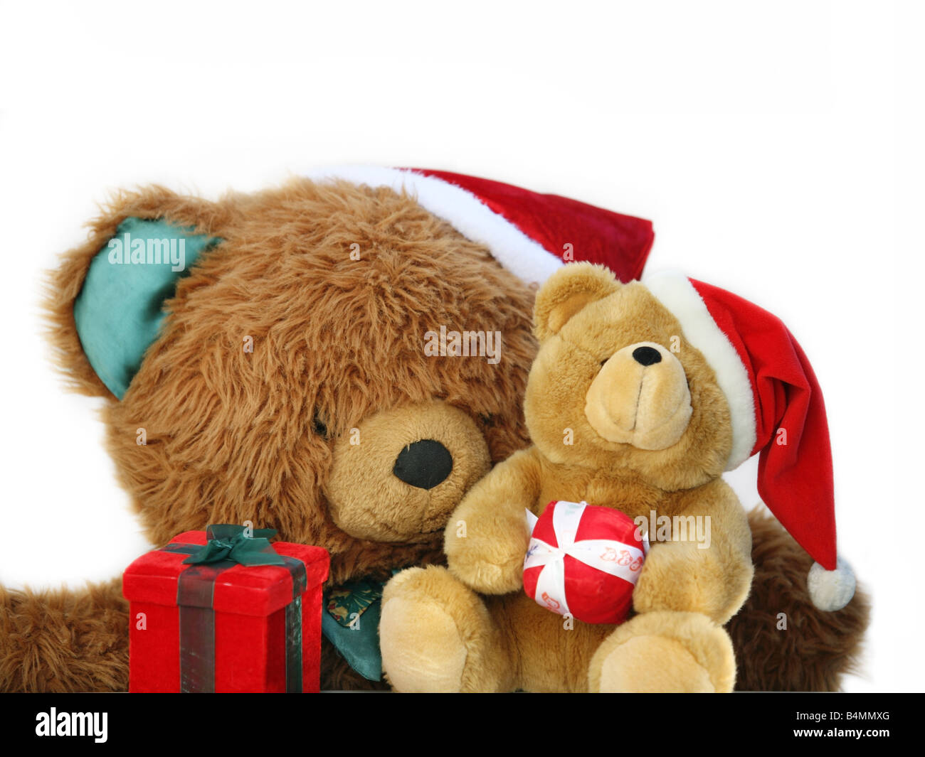 Teddybär Familienholding Geschenke zu Weihnachten Stockfoto