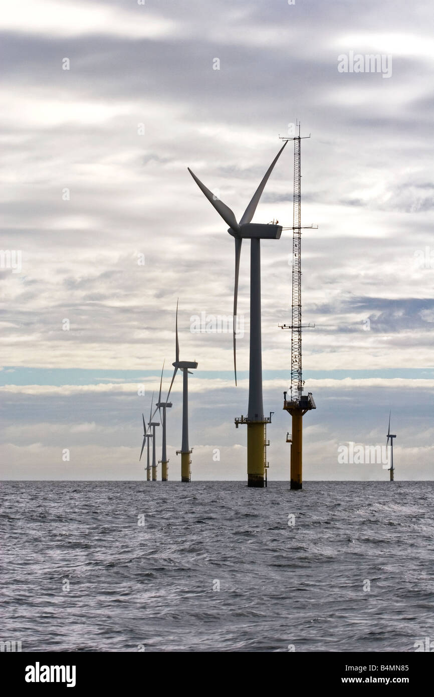 North Hoyle Offshore-Windpark mit meteorologischen Mast, Nordwales produzieren sauberen Ökostrom für rund 40.000 Haushalte Stockfoto