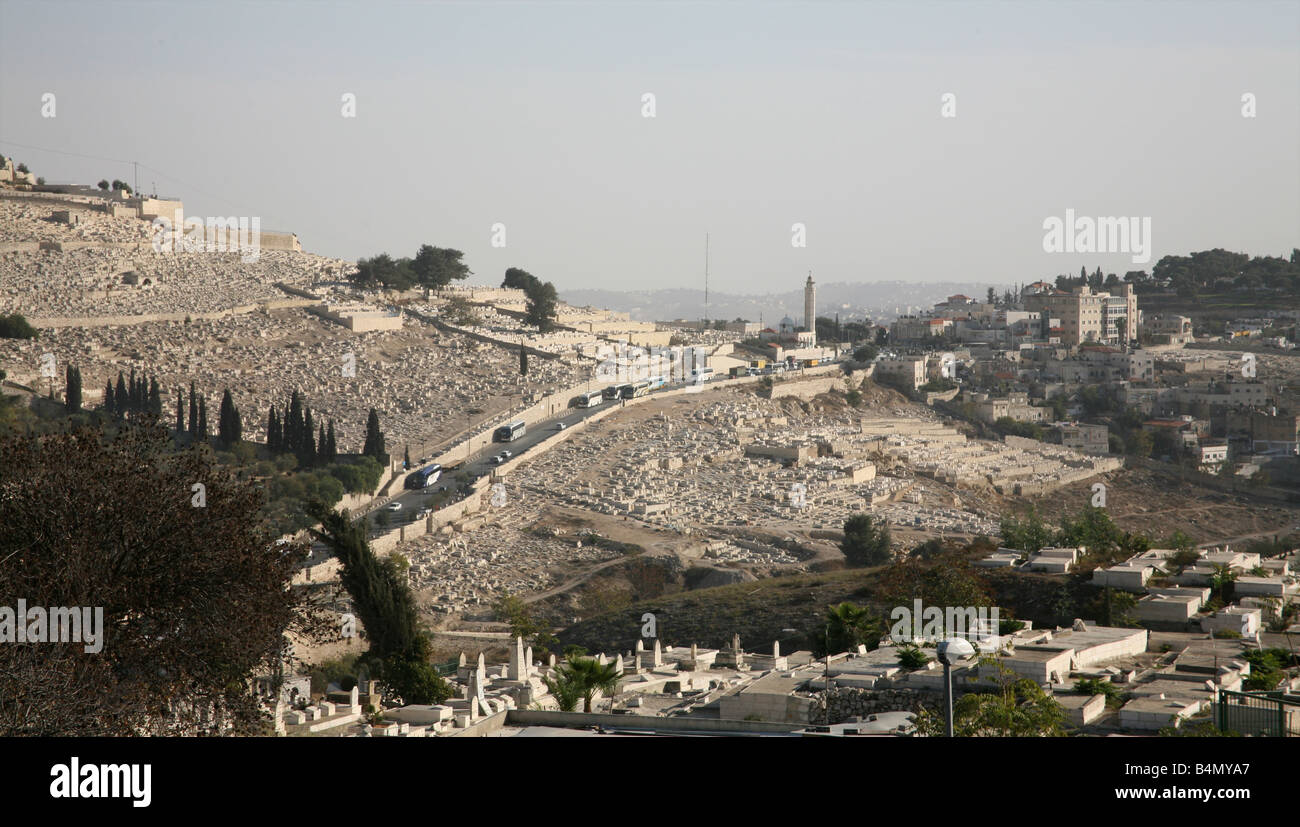 Blick auf den Ölberg aus der Altstadt von Jerusalem Stockfoto