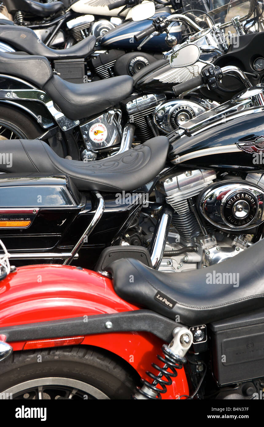 Niederlande Amsterdam Engel Platz Hells Angels Clubhaus Harleys Stockfoto