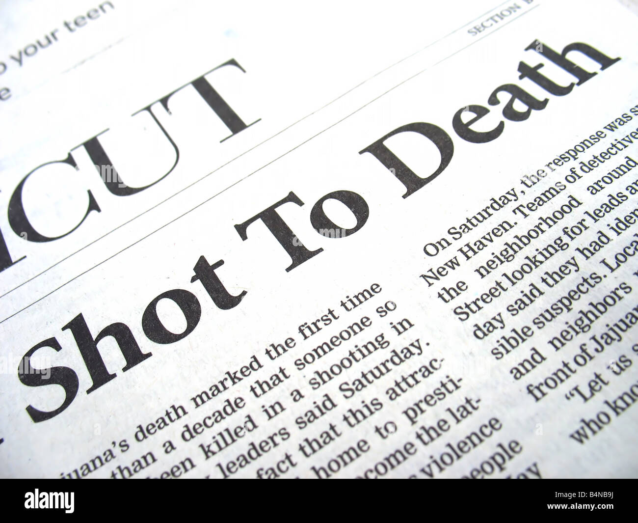 Schlagzeile erschossen Stockfoto