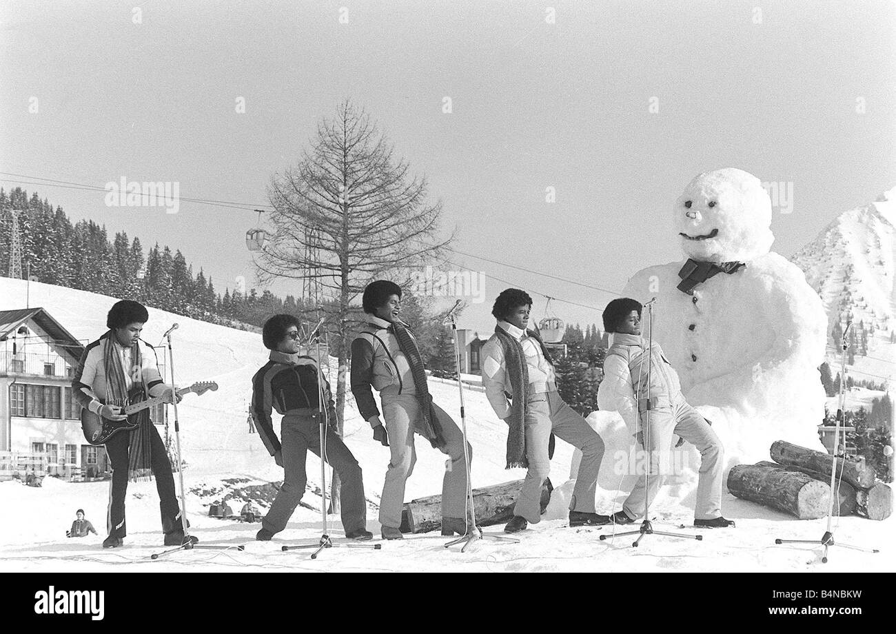 Das Jackson 5. Februar 1979 Durchführung in der Schweiz auf der Piste das  Jackson fünf lokale Beschriftung retromusic Stockfotografie - Alamy