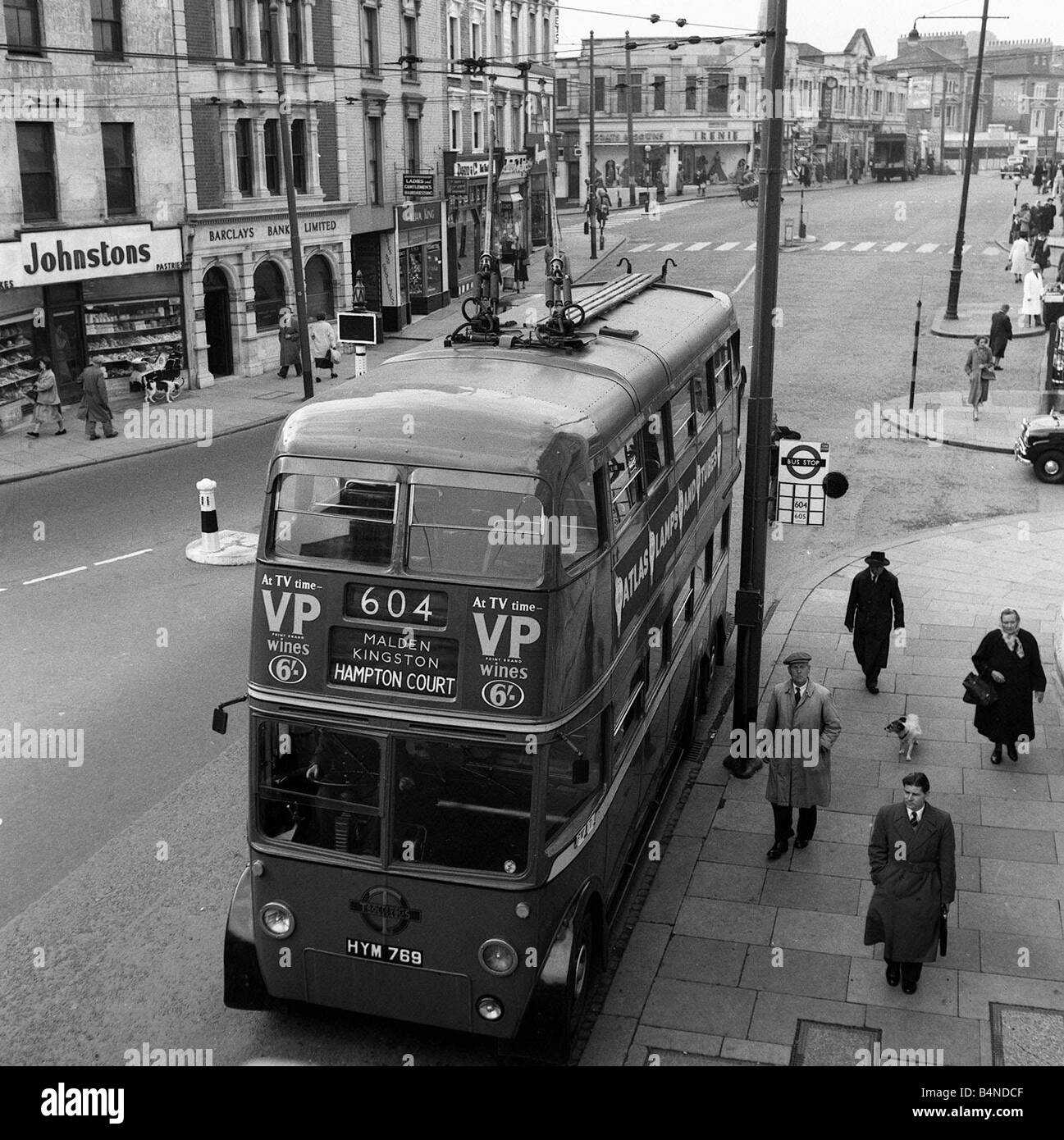 London Transport Busse Trolley Bus Trolleybus Overhead Stromkabeln