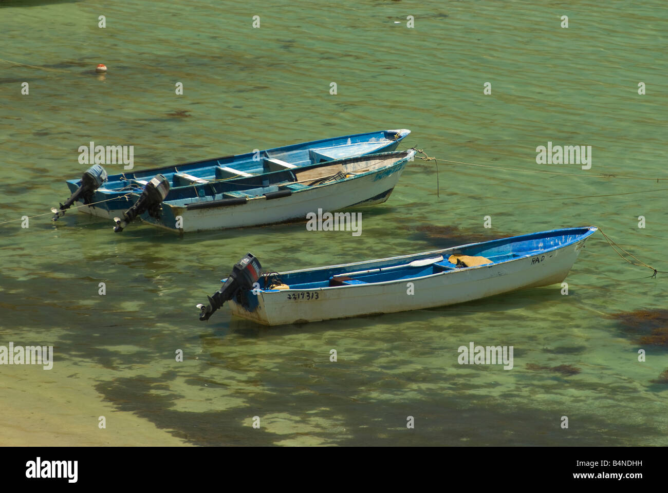 Boote am Playa el Burro Bahia Concepcion Baja California Sur, Mexiko Stockfoto