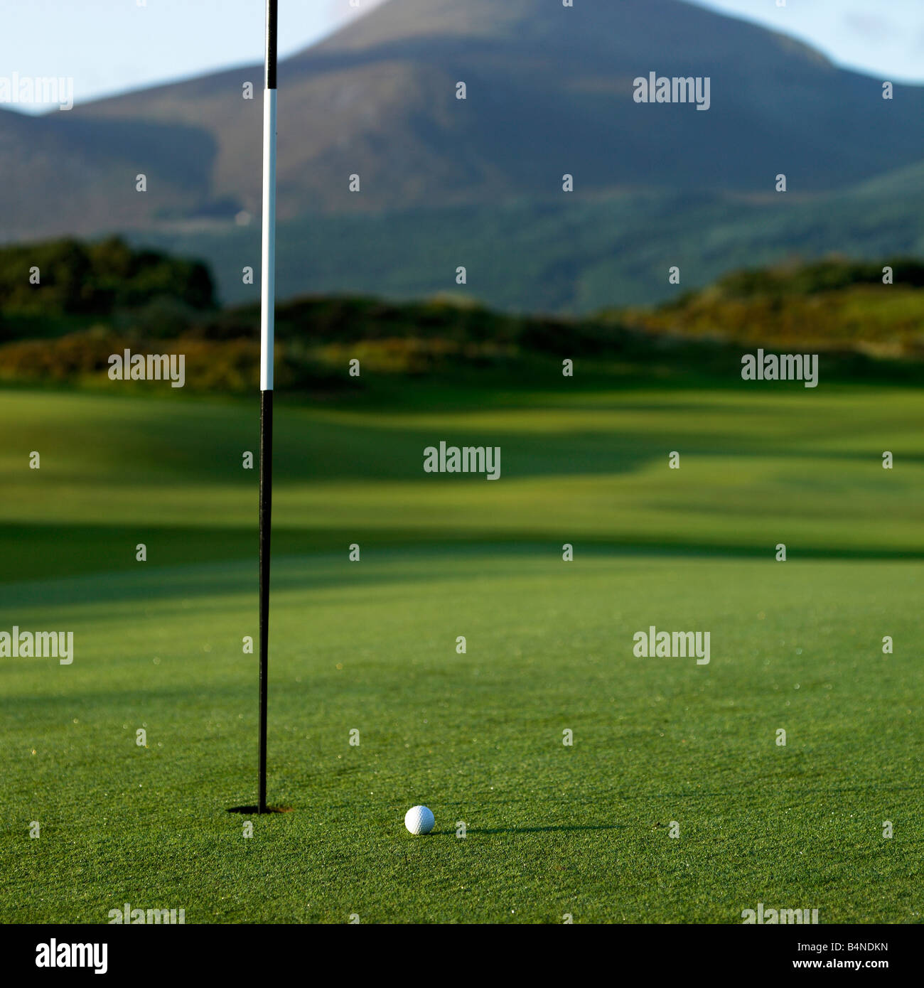 Royal County Down Golf Club Newcastle Nordirland Mourne Mountains im Hintergrund Stockfoto