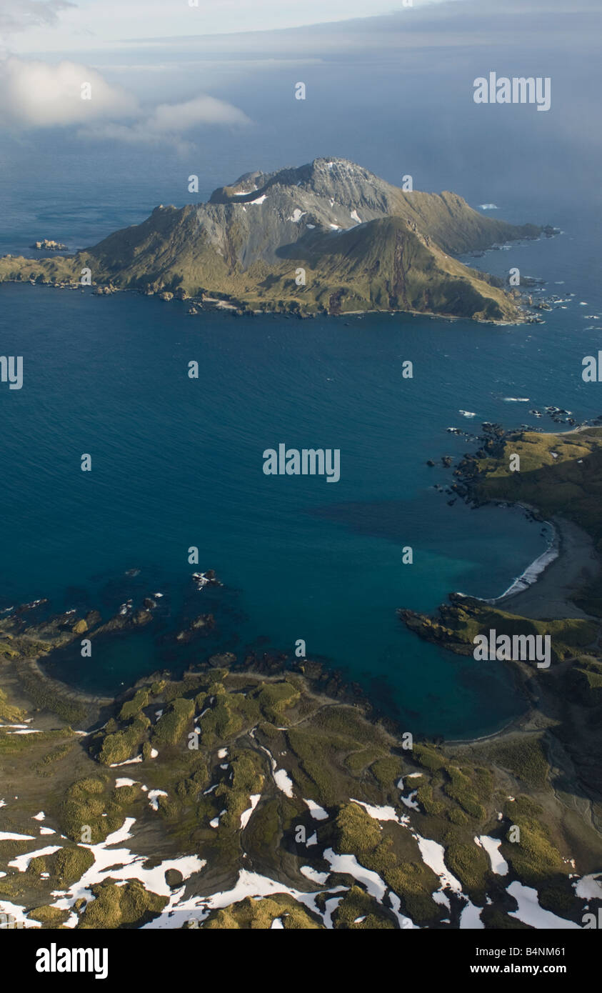 Antenne des Cooper Bay und Cooper Island geschützten Bereich, South Georgia Island, Süd-Atlantik Stockfoto