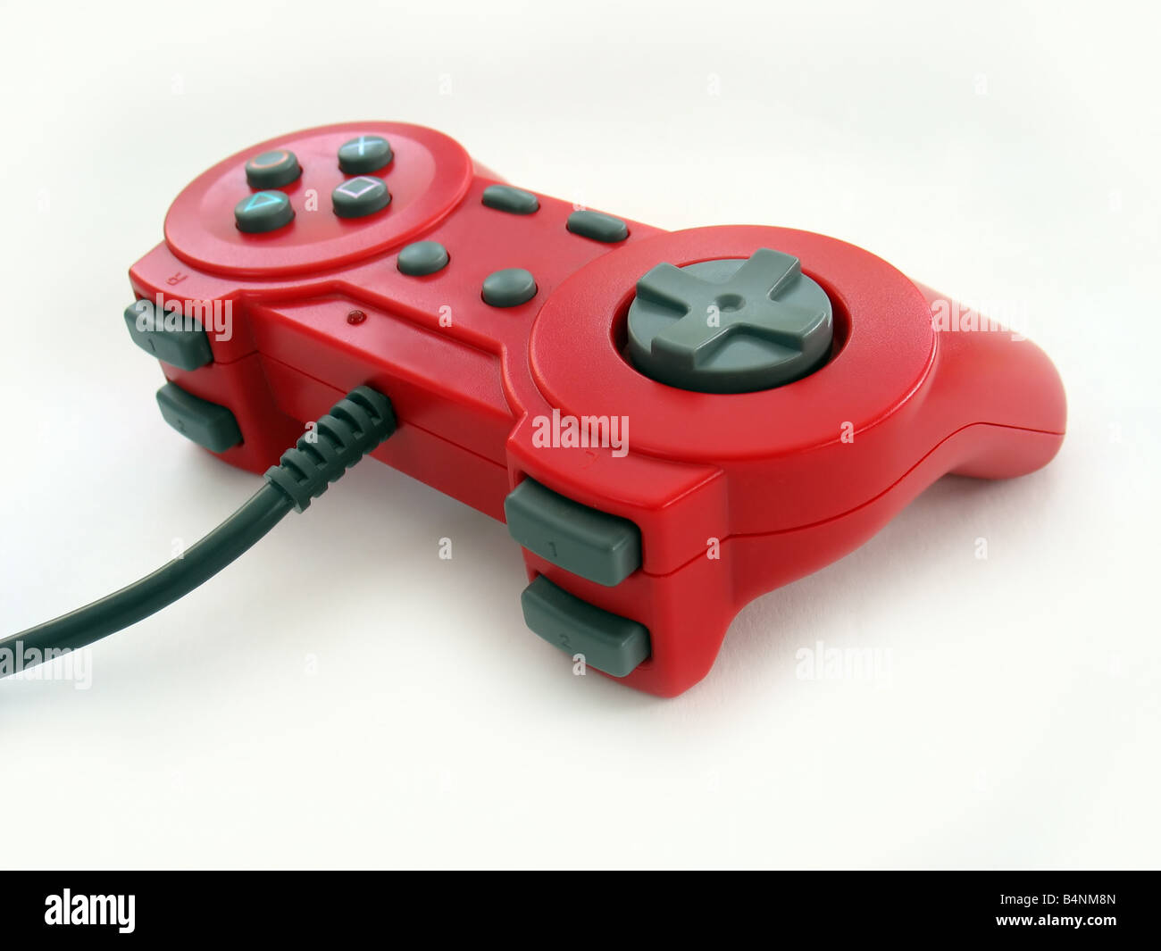 Eine helle rote Videospiel-Controller über weißen isoliert Stockfoto
