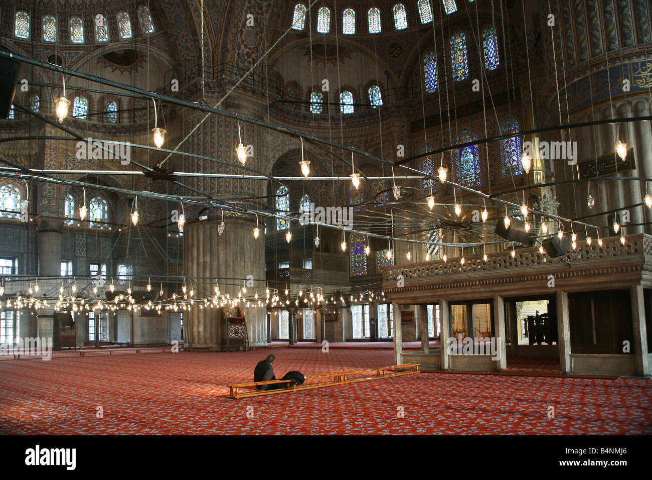 Innenraum der blauen Moschee, Istanbul. Stockfoto