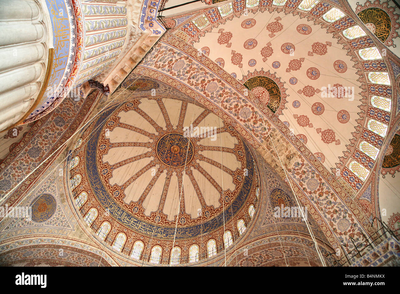 Innenraum der blauen Moschee, Istanbul. Stockfoto