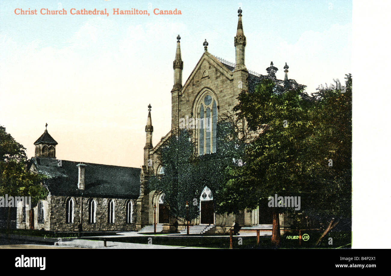 Alte Vintage topographische kanadischen Bild Postkarte von Christi Kirche Kathedrale Hamilton Kanada 1900er Jahren FOR EDITORIAL verwenden nur Stockfoto