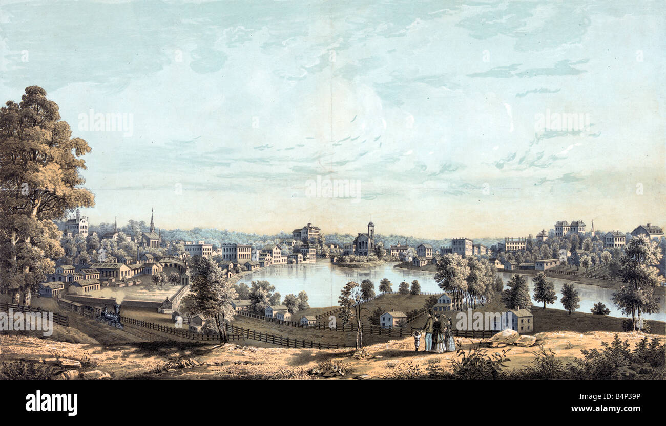 Blick auf die Stadt Aurora von 1869 Stockfoto