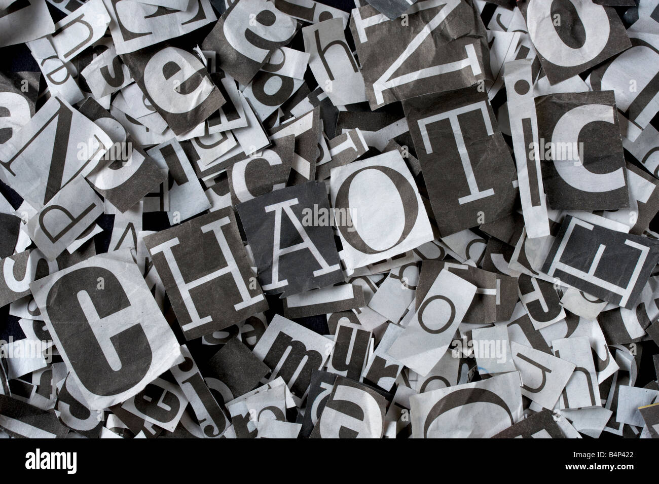 Chaotische Zeitungsausschnitt Stockfoto