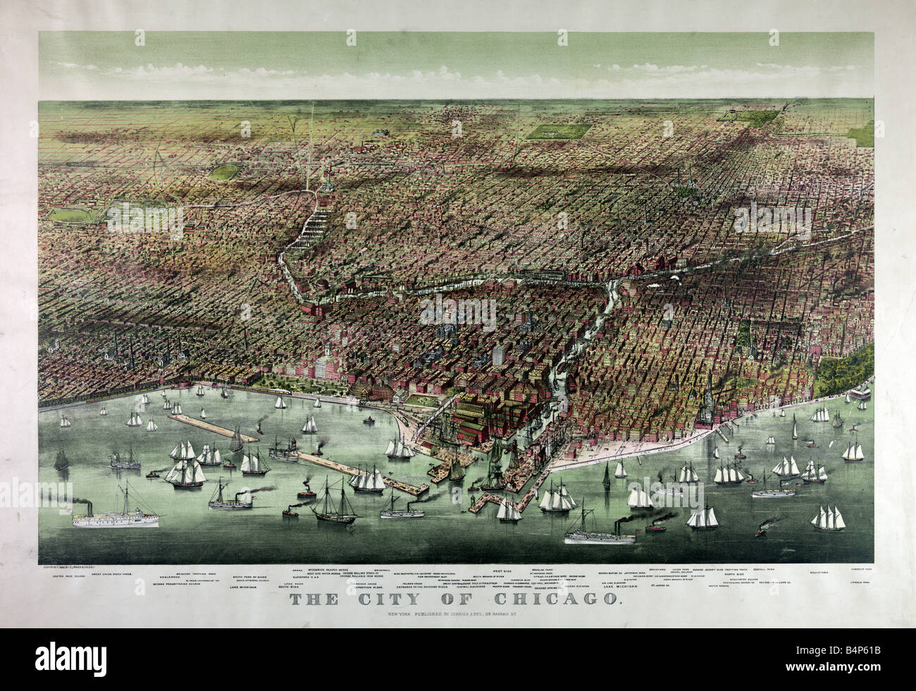 Luftaufnahme von Chicago c1892. Stockfoto