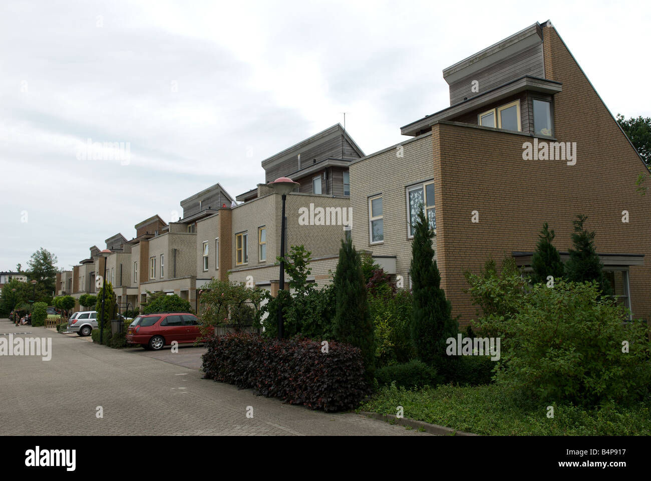 Geringen Auswirkungen auf die Häuser, Nieuwland, Amersfoort, Niederlande. Stockfoto