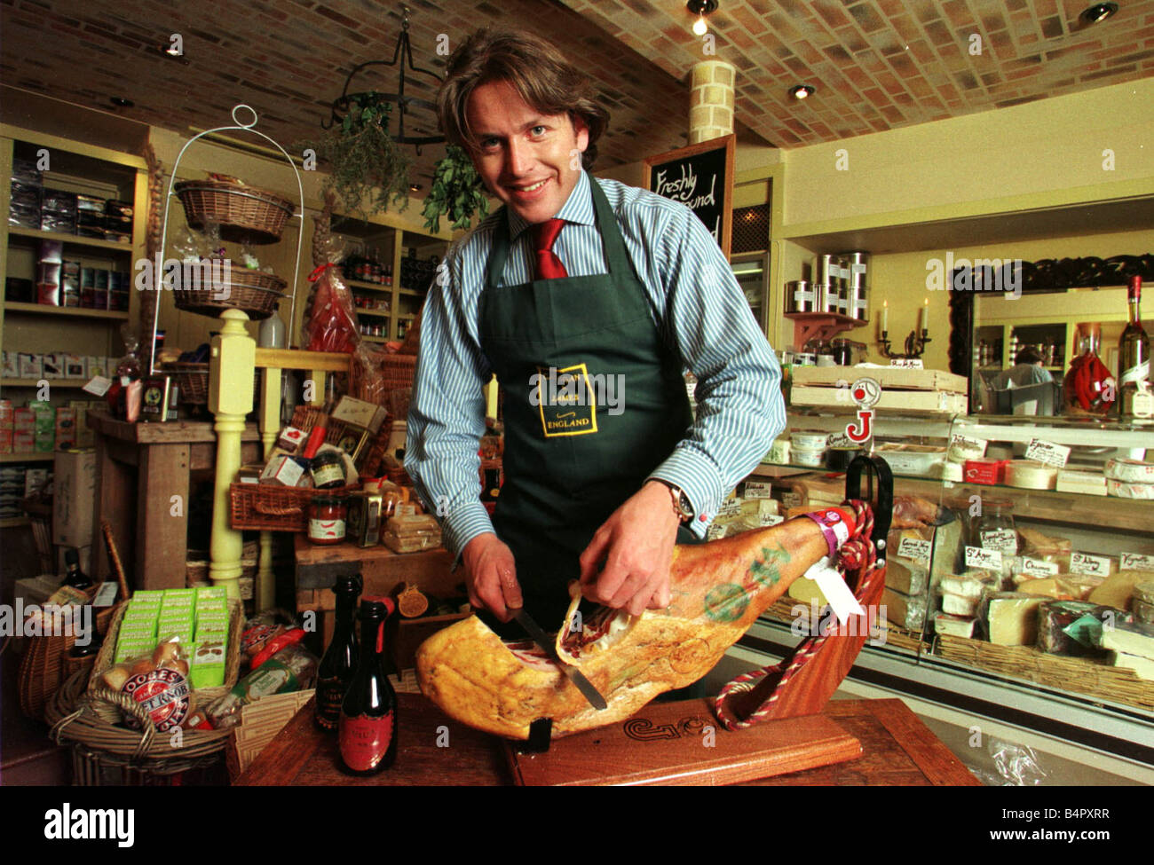 TV-Koch James Martin Januar 1999 in seinem Geschäft in Winchester Stockfoto
