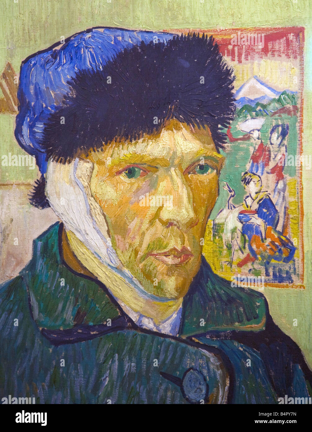 Detail der Self Portrait mit bandagiert Ohr gemalt von Vincent van Gogh 1889 Courtauld Institute Gallery Somerset House Stockfoto