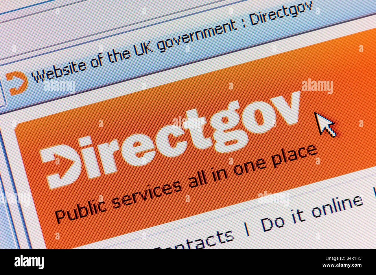Makro-Screenshot von Directgov der offiziellen UK Regierung Webseite nur zur redaktionellen Verwendung Stockfoto