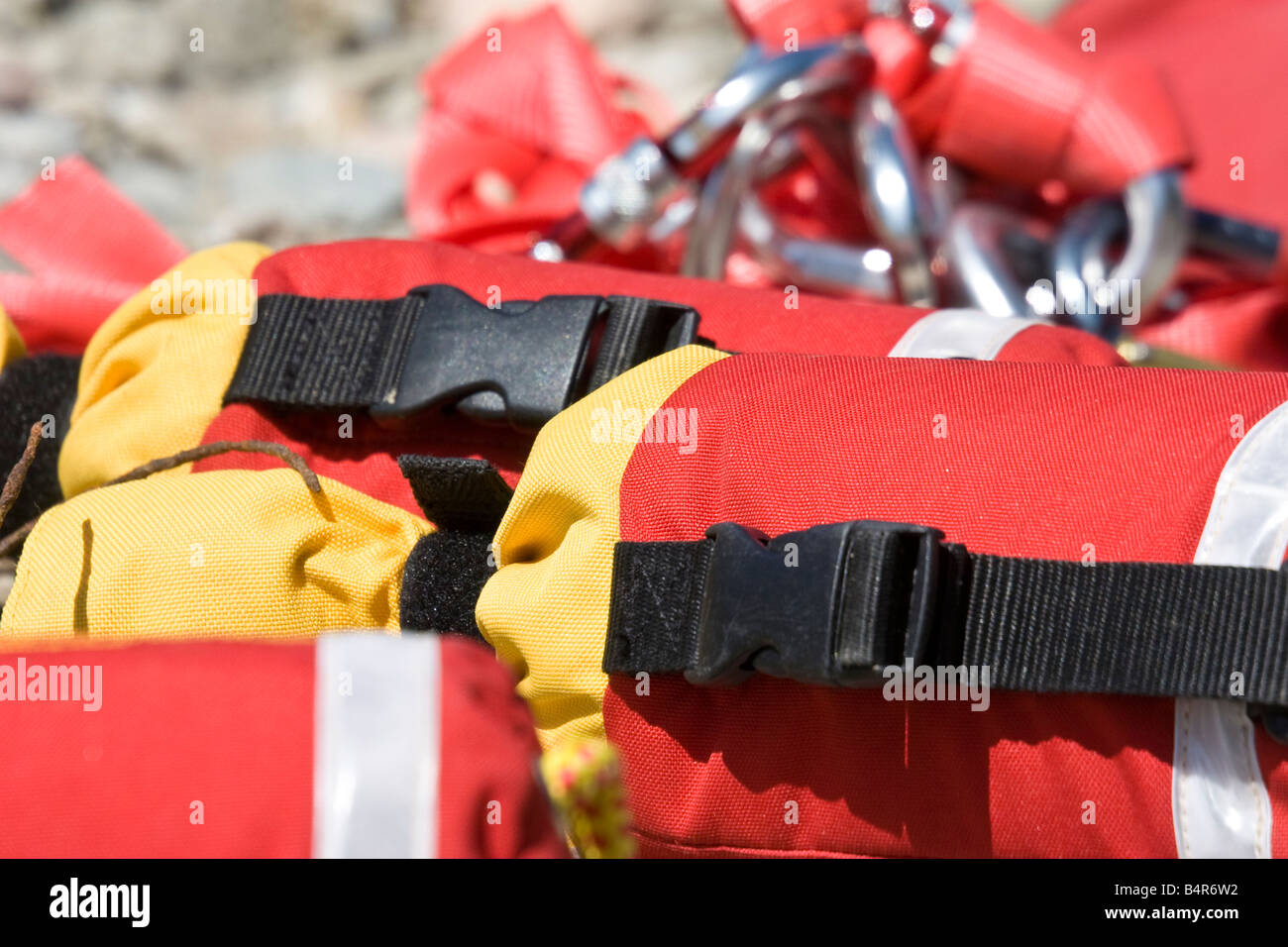 Detailansicht der Fluss Rettung werfen Linien Stockfoto