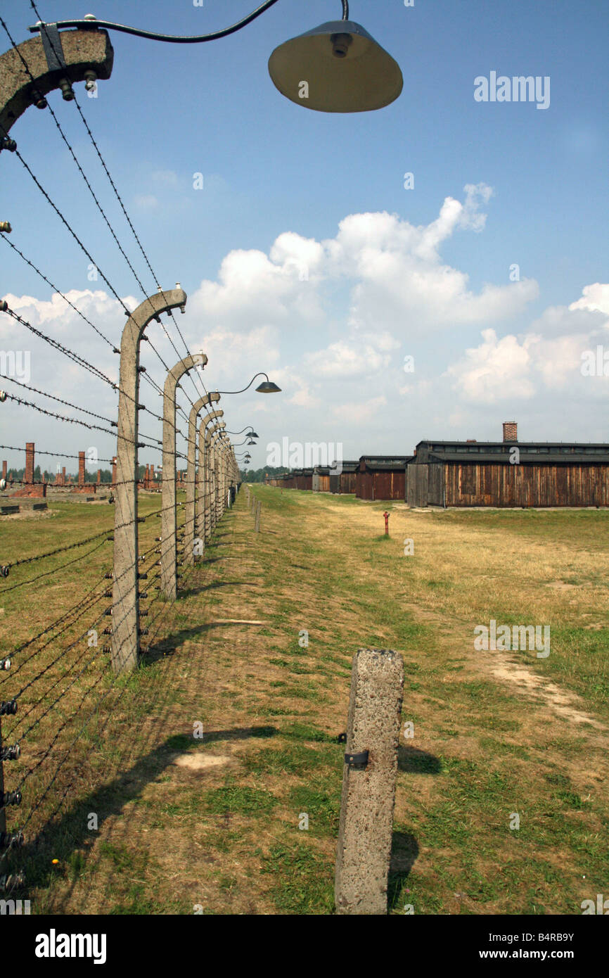 Stacheldrahtzaun in Auschwitz Stockfoto