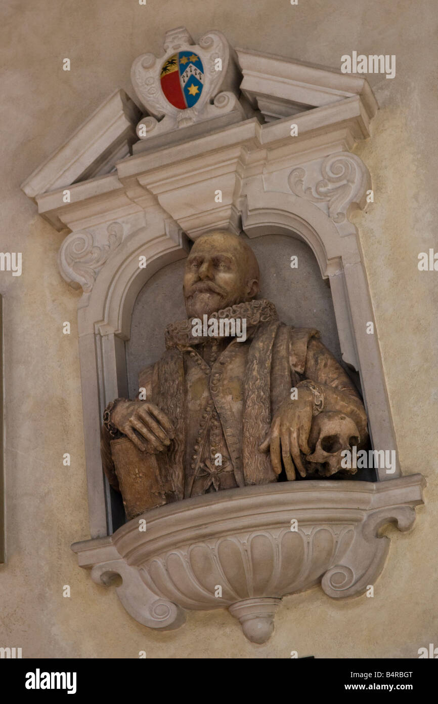 Büste von John Speed im St Giles ohne Predigten, Barbican City of London GB UK Stockfoto