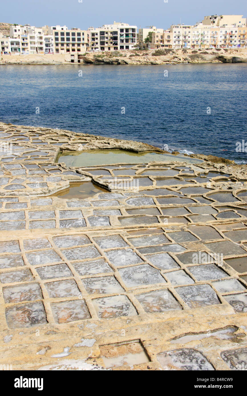 Die Salinen von Marsaskala, Malta. Stockfoto