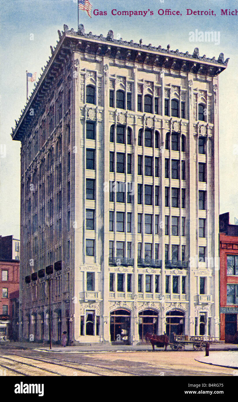 Alte Vintage American Bild topographische Postkarte von Detroit für nur zur redaktionellen Nutzung Stockfoto