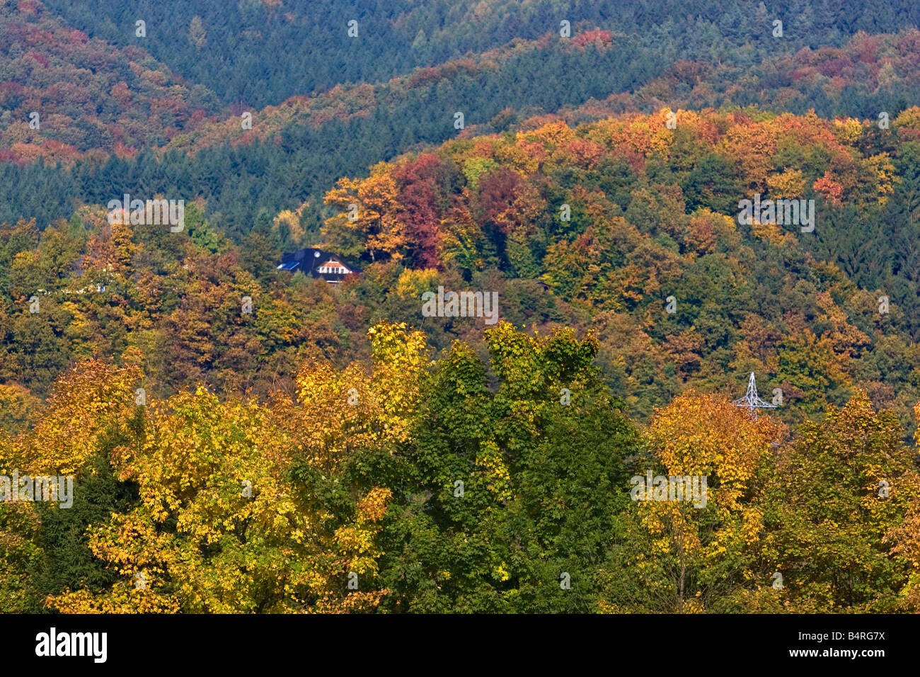 Landschaft im Bergischen Land bei Windeck, Deutschland Stockfoto