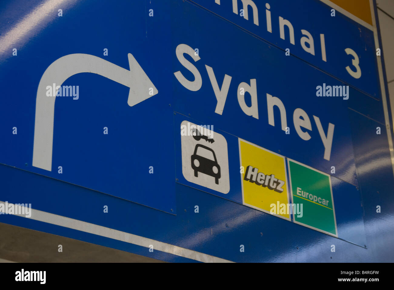 Wegweiser am Flughafen Sydney Australien Stockfoto