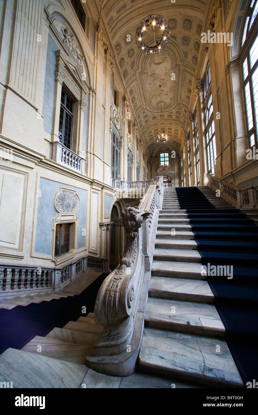 Halle Filippo Juvarra große Treppe Palazzo Madama Turin Piemont Italien Stockfoto