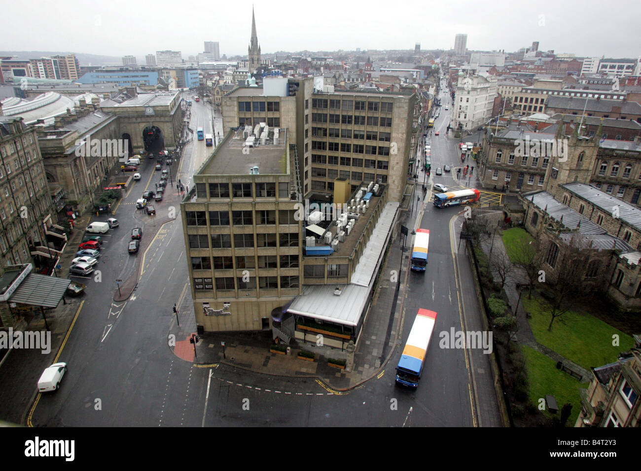 Einen Panoramablick über die Newcastle Central Station Neville Street und Westgate Straße Stockfoto