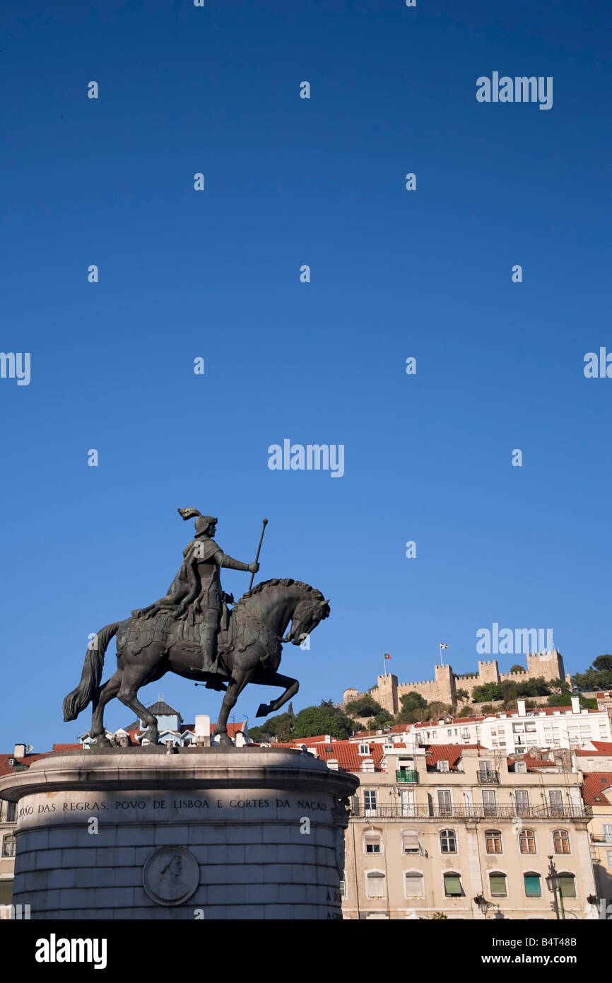 Statue von König Joao, Praca da Figueira, Lissabon, Portugal Stockfoto
