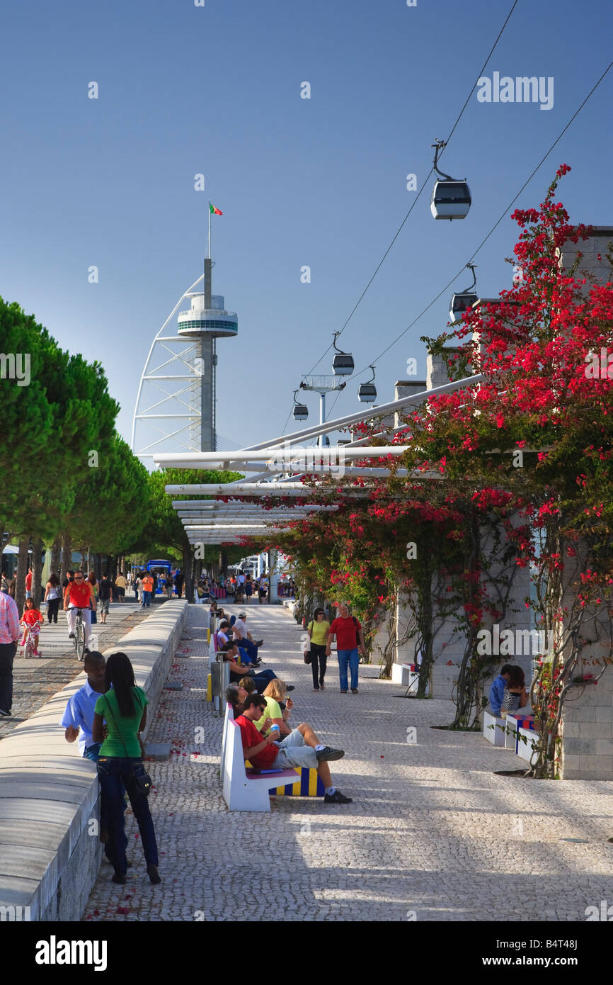 Parque Das Nacoes und Vasco de Gama Tower, Lissabon, Portugal Stockfoto