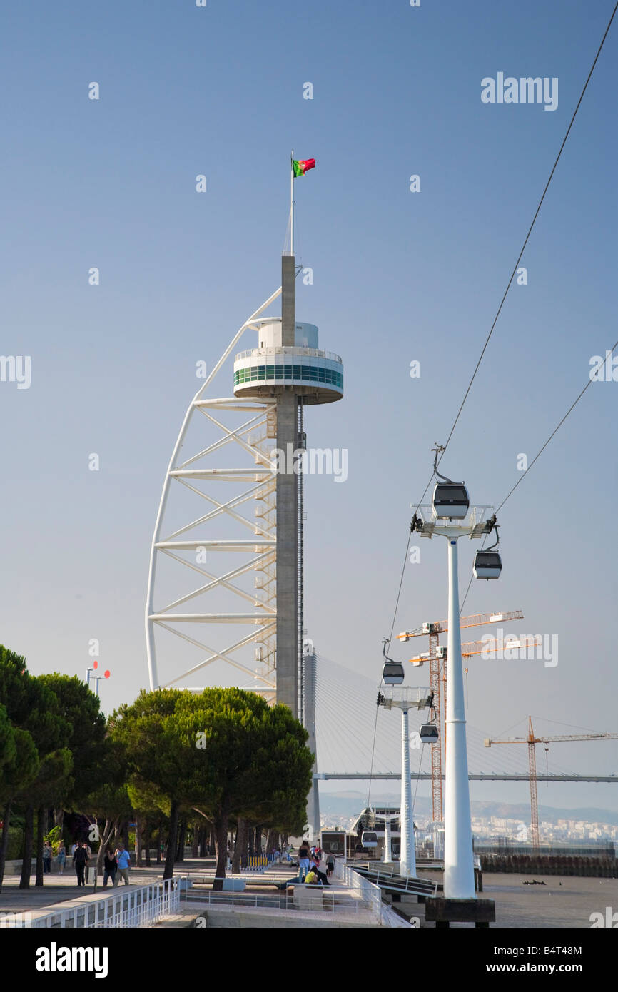 Parque Das Nacoes und Vasco de Gama Tower, Lissabon, Portugal Stockfoto