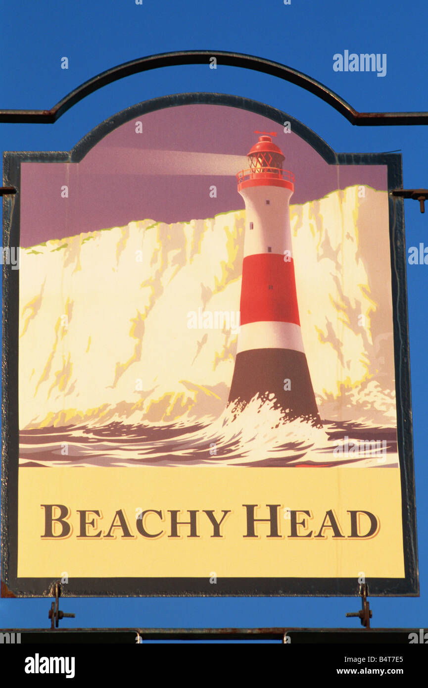 England, Sussex, Beachy Head Pub Schild Stockfoto