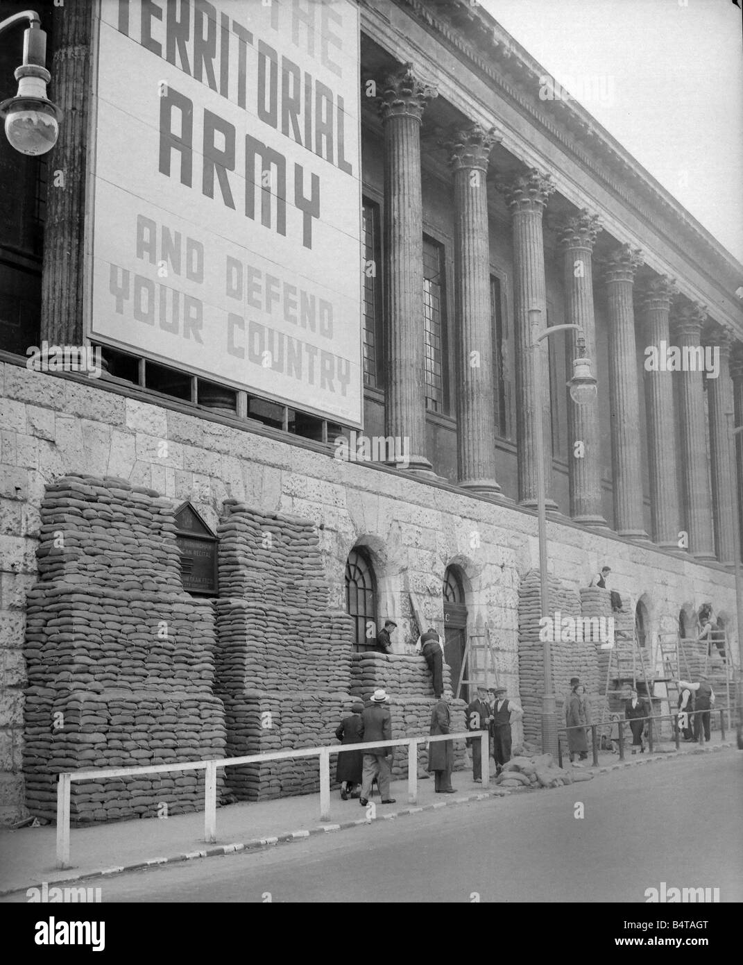 Sandsäcke als stapelten sich rund um das Rathaus in Birmingham bei Ausbruch des zweiten Weltkrieges September 1939 Stockfoto