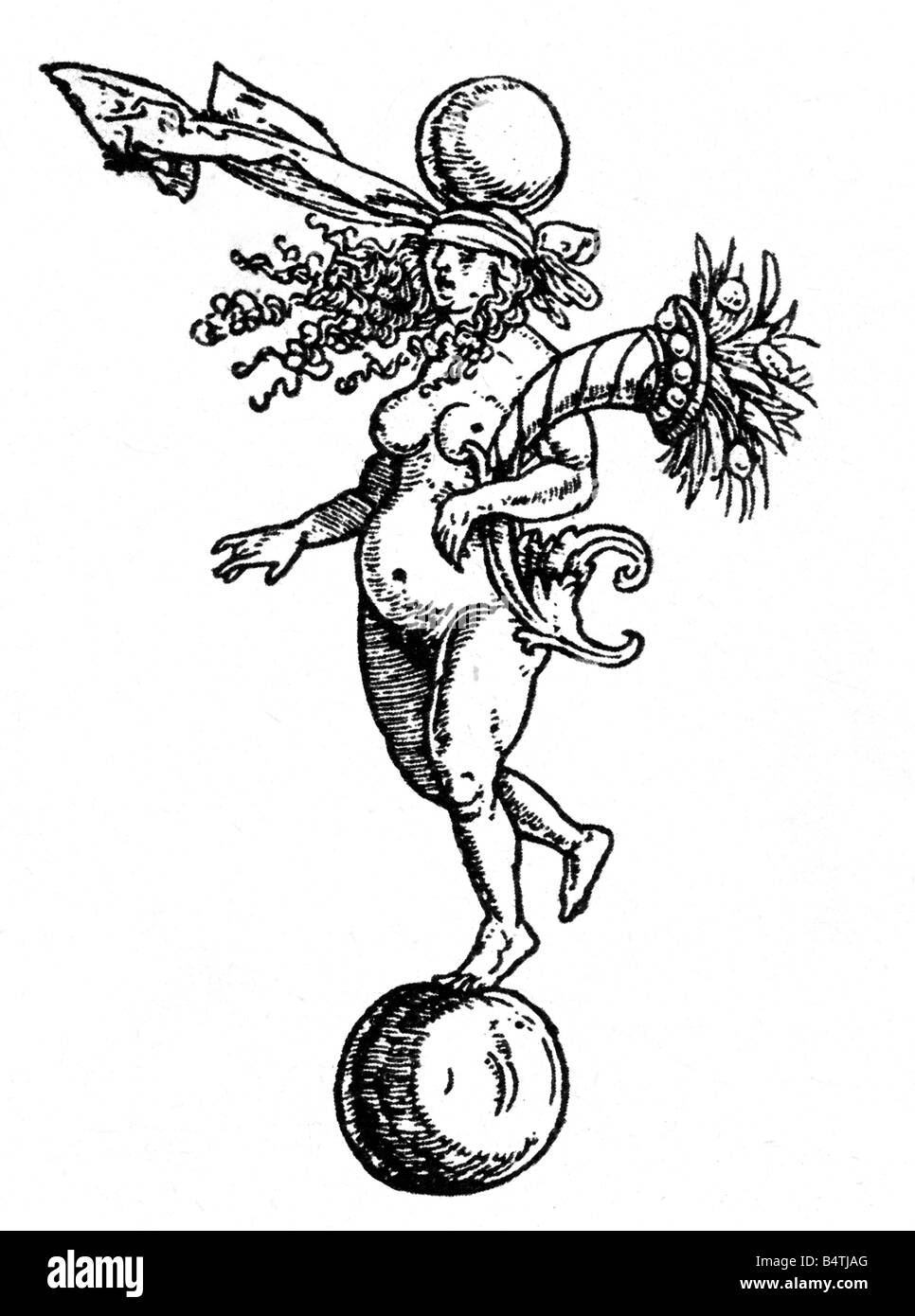 Fortuna, römische Göttin Fortuna, Holzschnitt von Albrecht Dürer (1471