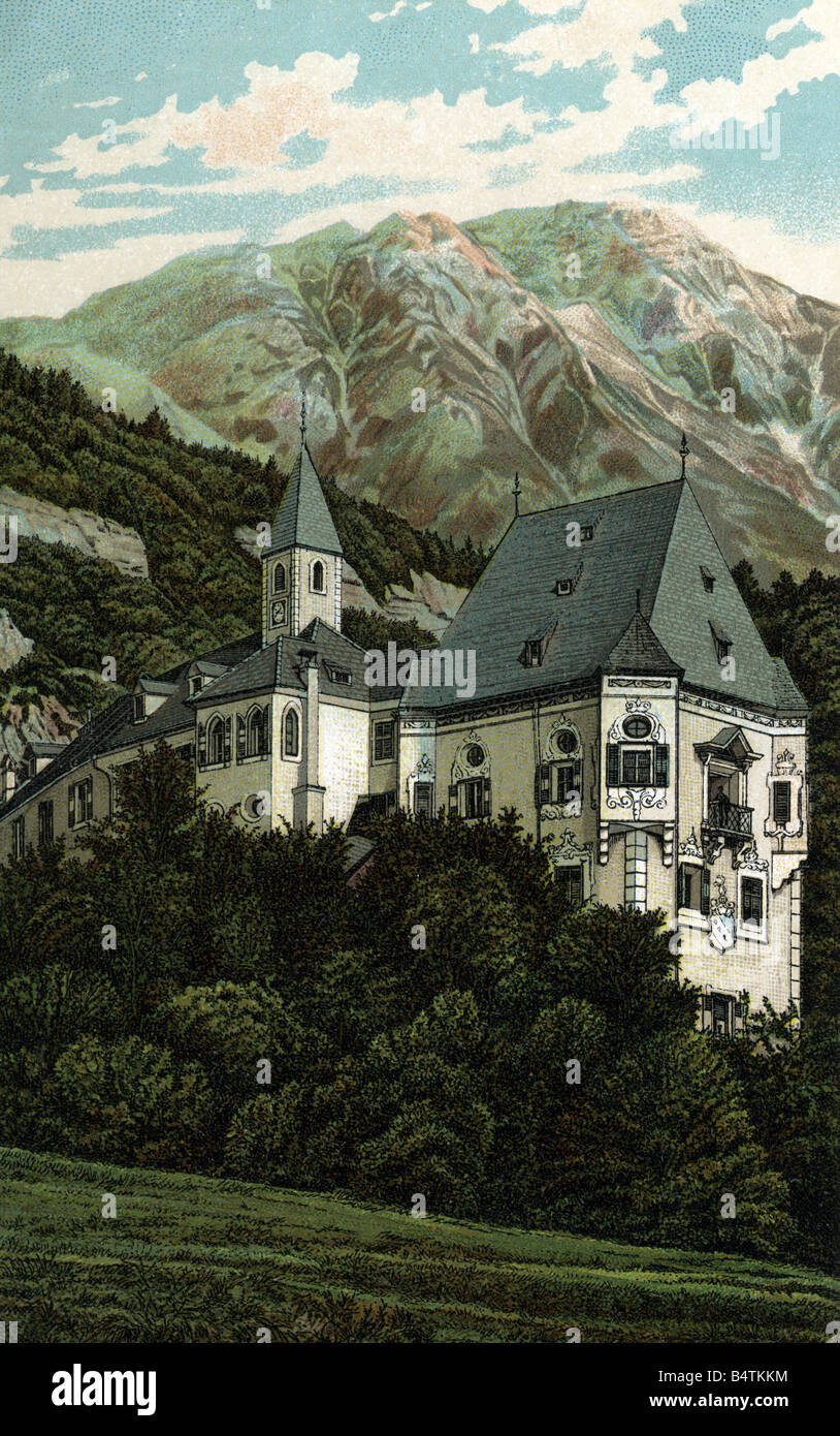 Architektur, Schlösser, Österreich, Tyrol, Schloss Weiherburg, Außenansicht, Zeichnung, ca. 1910, Stockfoto