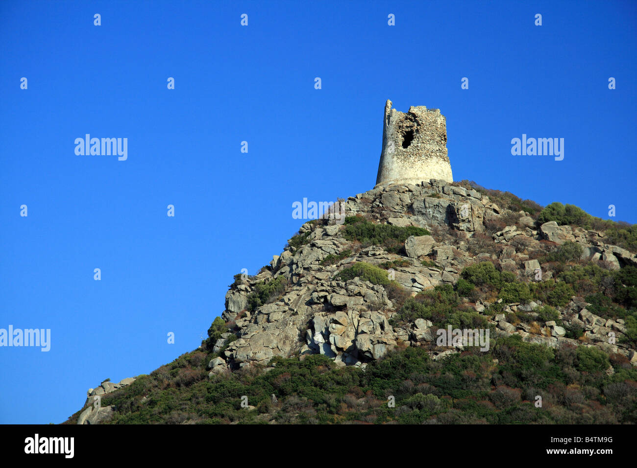Turm von Porto Giunco, Villasimius, Sardinien, Italien Stockfoto