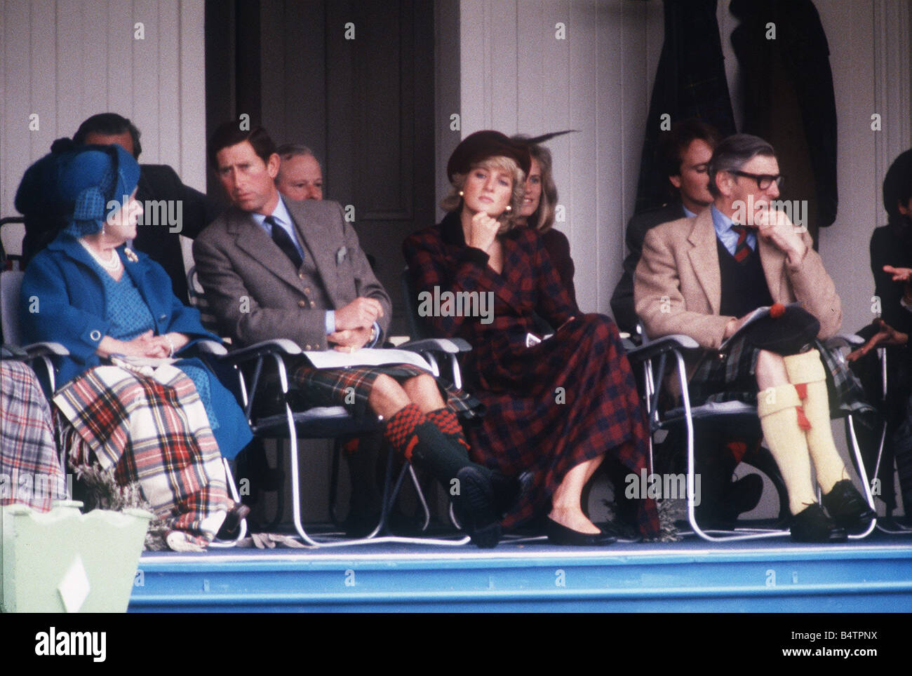 Prinz Charles mit Prinzessin Diana und Königin-Mutter 1989 Stockfoto