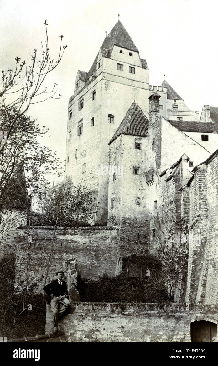 Geographie/Reise, Landshuter, Schloss Trausitz, Außenansicht, Wittelsbach Turm, 16.7.1894, Stockfoto